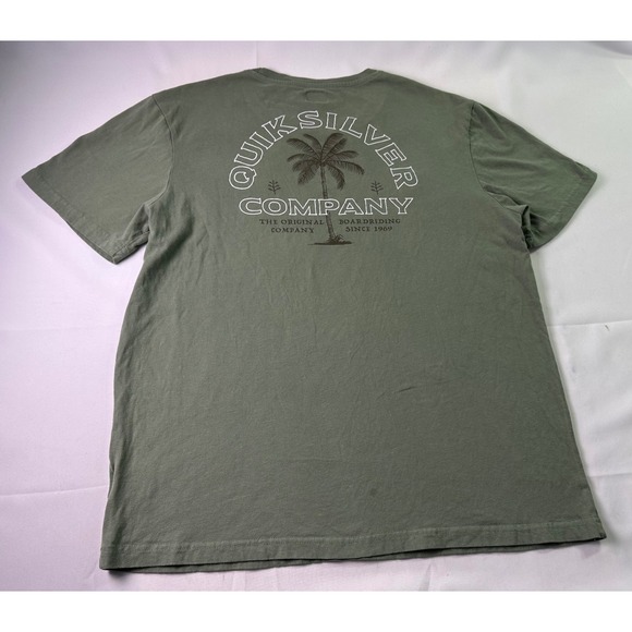 Quiksilver Other - Quiksilver Men's T-Shirt Large Olive Green Retro Palm Tree Graphic Surf Skater